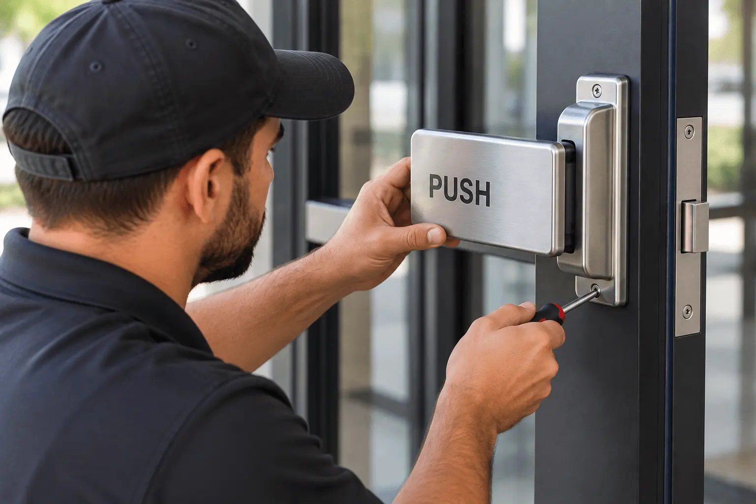 Technician-Adjusting-Stainless-Steel-Push-Lock-1